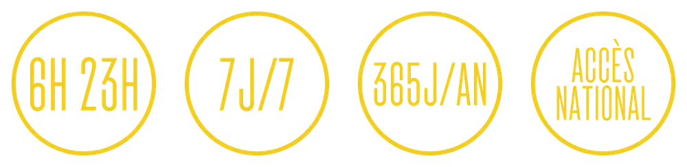 6h-23h, 7j/7, 365j/an, Accès National